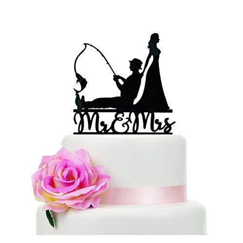 Fishing Wedding Cake Topper, Silhouette Bride and Groom Catching Fish, Fishing  Cake Topper Wedding, Fishing Cake Toppers, PR121 -  Canada