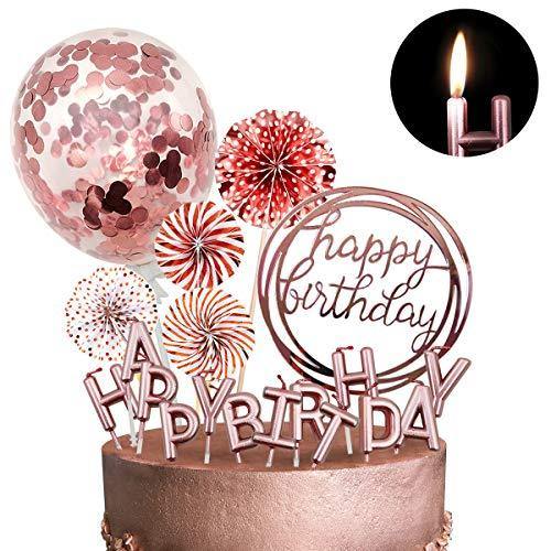 Gold Cake Topper Acrylic Cake Topper Happy Birthday Cake Topper Cake Decoration Supplies (5 Pieces)
