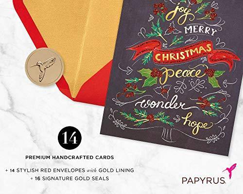 Papyrus Thank You Boxed Cards, Red and Gold (12-Count)